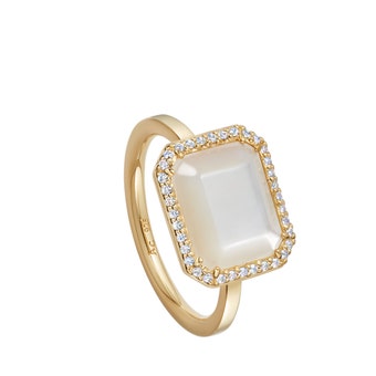 Ottima Mother of Pearl Slice Landscape Ring in Yellow Gold Vermeil | Astley Clarke