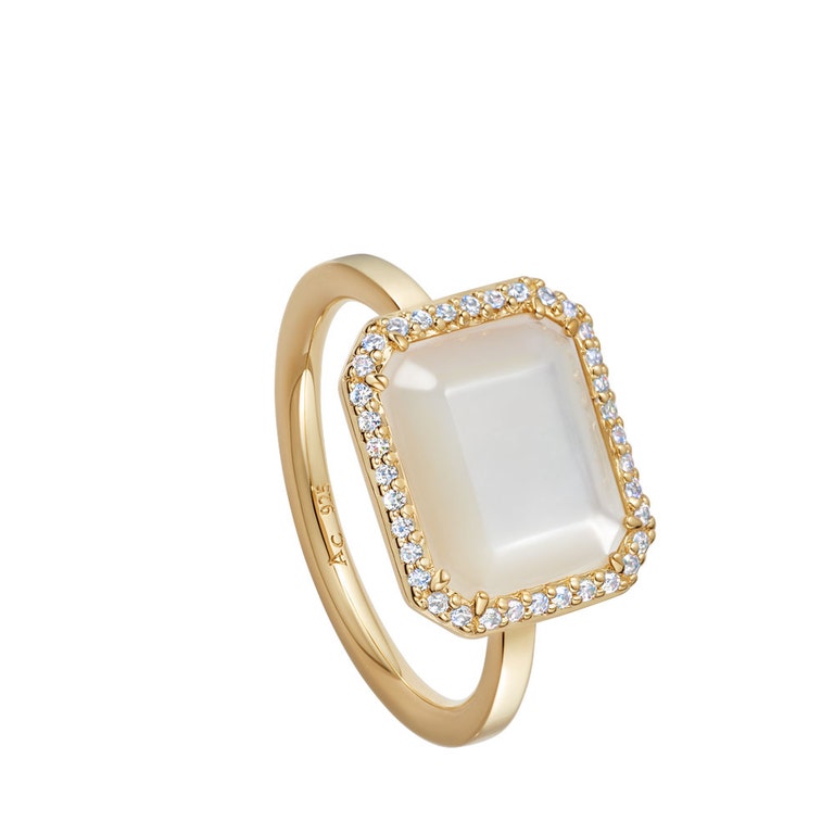 Ottima Mother of Pearl Slice Landscape Ring in Yellow Gold Vermeil | Astley Clarke