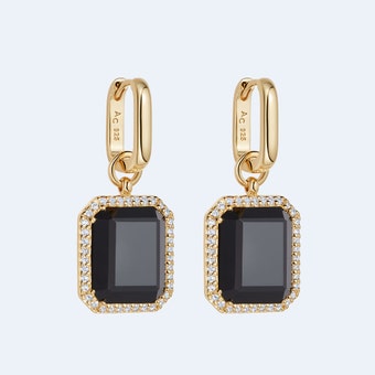 Gold Ottima Black Onyx Slice Earrings 