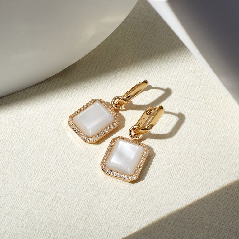 Ottima Mother of Pearl Slice Earrings in Yellow Gold Vermeil | Astley Clarke