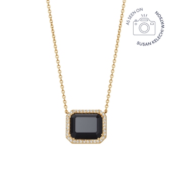 Gold Ottima Black Onyx Slice Landscape Pendant Necklace