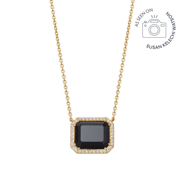 Gold Ottima Black Onyx Slice Landscape Pendant Necklace