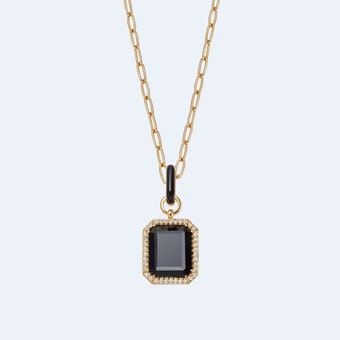 Black Onyx Enamel Slice Hidden-Clasp Pendant-One Size