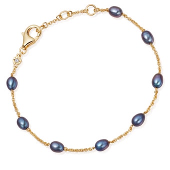 Peacock Pearl Biography Chain Bracelet in Yellow Gold Vermeil | Astley Clarke