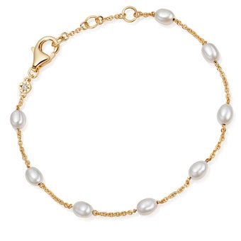 Pearl Biography Chain Bracelet in Yellow Gold Vermeil | Astley Clarke