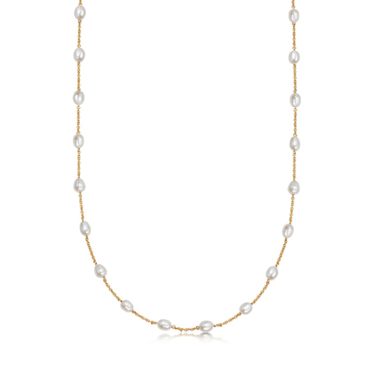 Pearl Biography Chain Necklace in Yellow Gold Vermieil | Astley Clarke