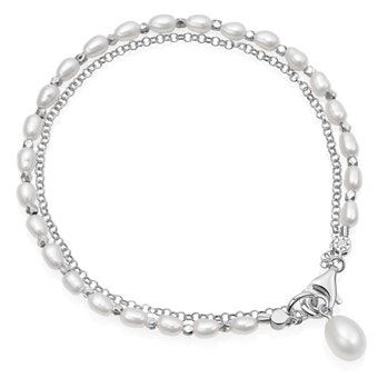 Double Chain Pearl Biography Bracelet in Sterling Silver | Astley Clarke