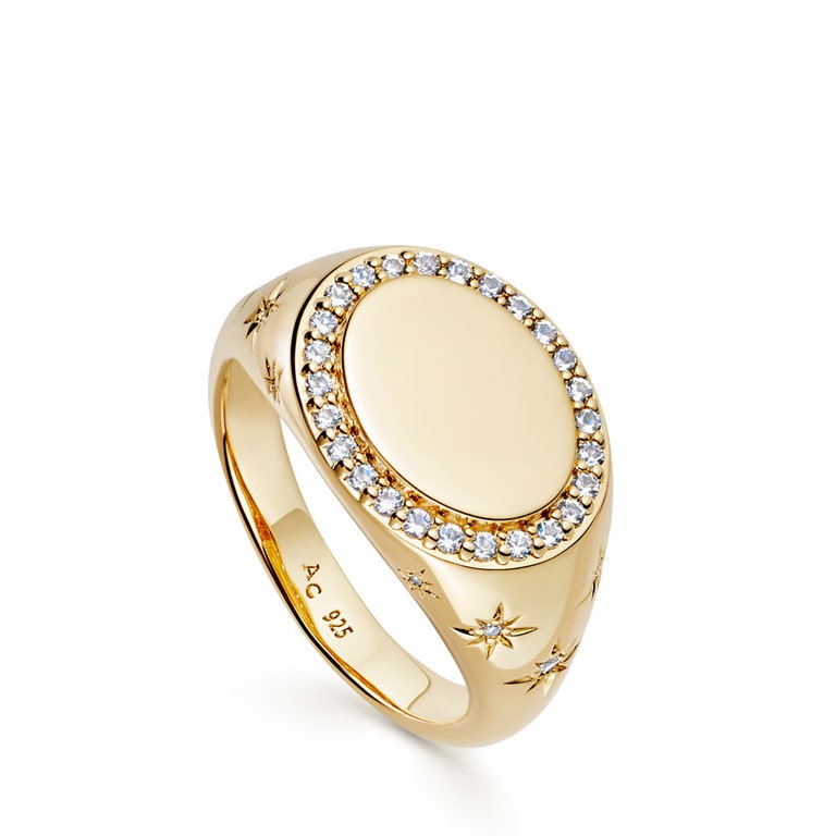 Side Star Signet Ring in Yellow Gold Vermeil | Astley Clarke