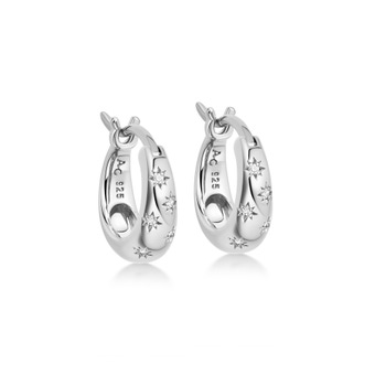 Silver Celestial Mini Tiny Star Huggie Earrings