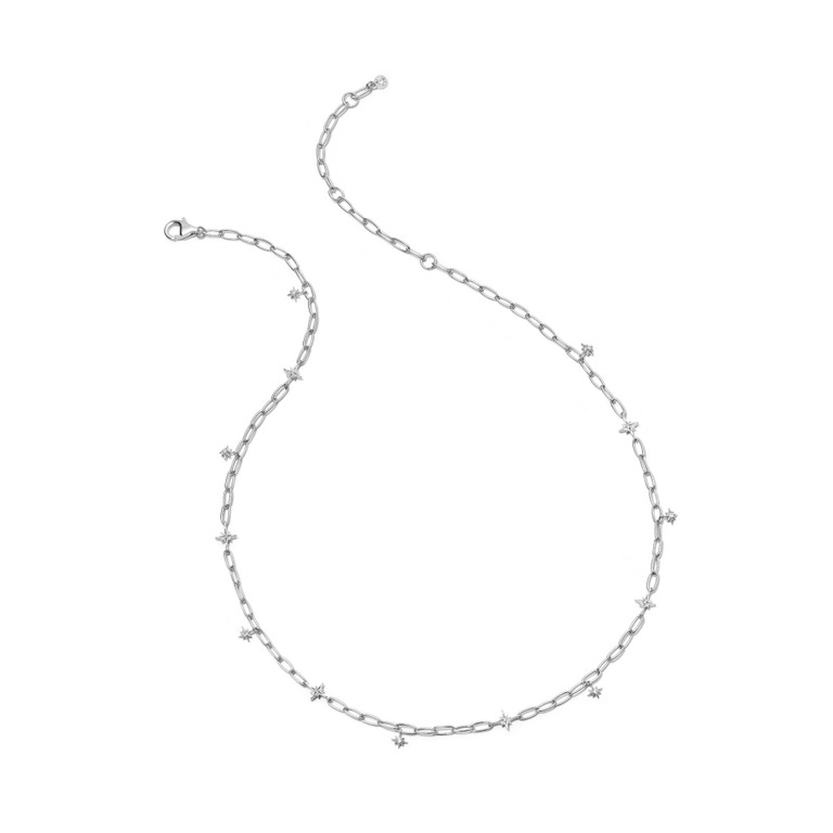 Silver Celestial Tiny Star Choker Necklace