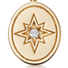 Gold Celestial Oval Star Disk Pendant Necklace