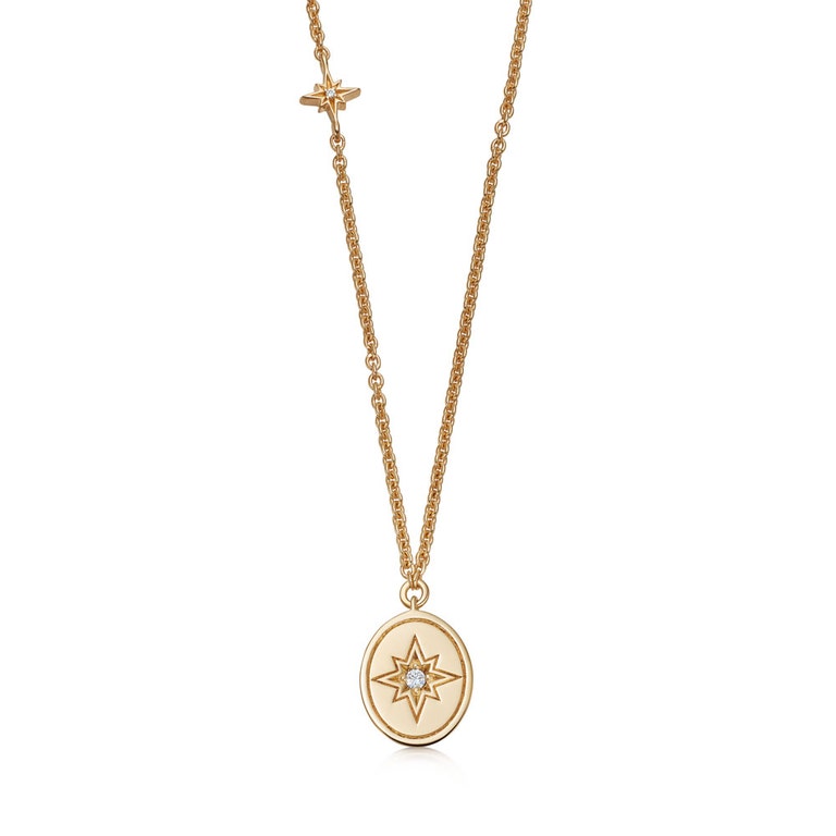 Oval Star Disk Pendant in Yellow Gold Vermeil | Astley Clarke