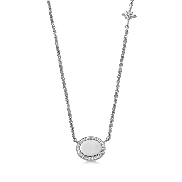 Landscape Pave Disc Pendant in Sterling Silver | Astley Clarke