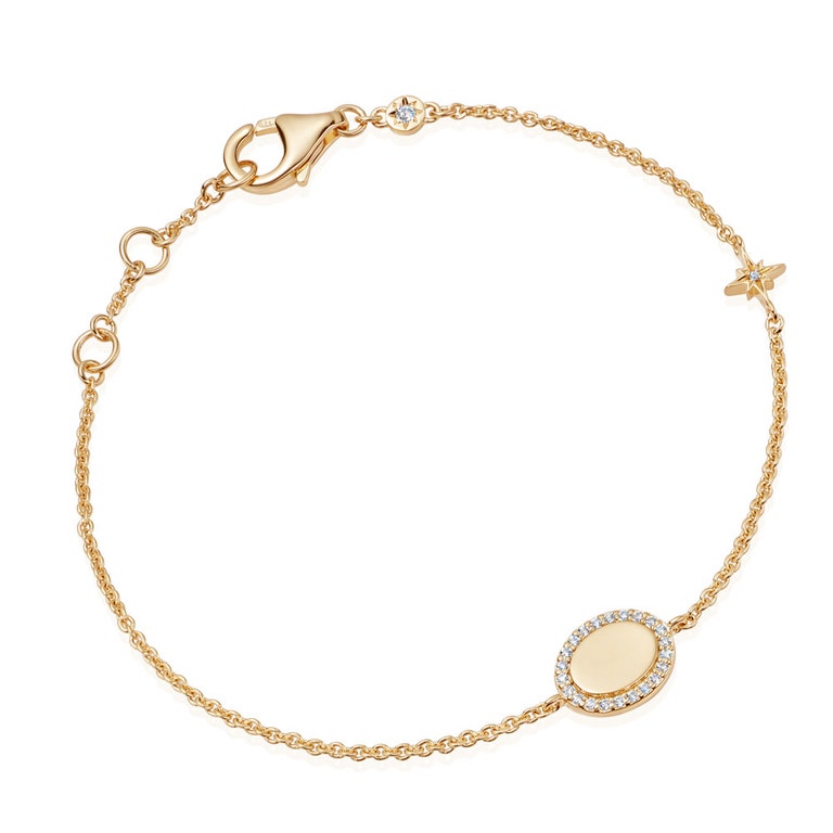 Pave Disc & Tiny Star Bracelet in Yellow Gold Vermeil | Astley Clarke