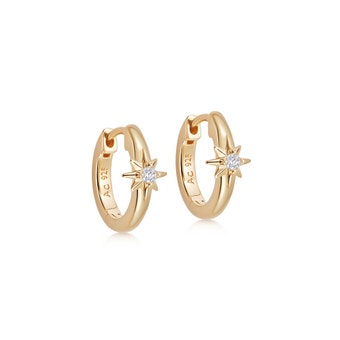 Gold Polaris Star Huggie Earrings