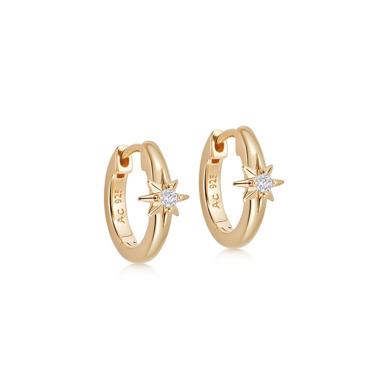 Gold Polaris Star Hoop Earrings