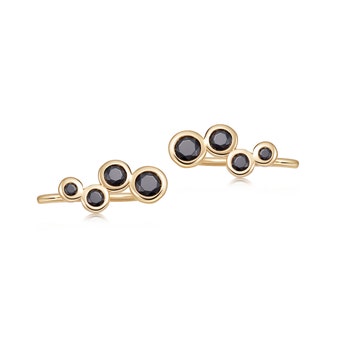 Black Spinel Ear Crawlers in Yellow gold vermeil