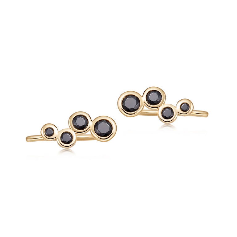Black Spinel Ear Crawlers in Yellow gold vermeil