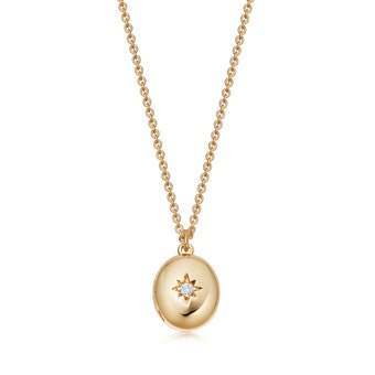 Mini Biography Oval Locket necklace IN YELLOW GOLD VERMEIL