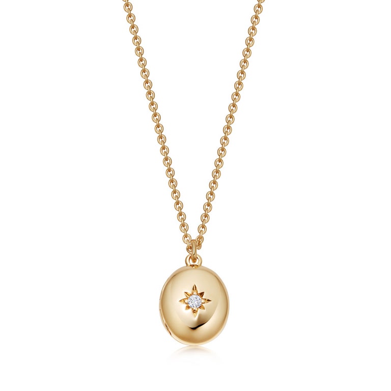 Mini Biography Oval Locket necklace IN YELLOW GOLD VERMEIL