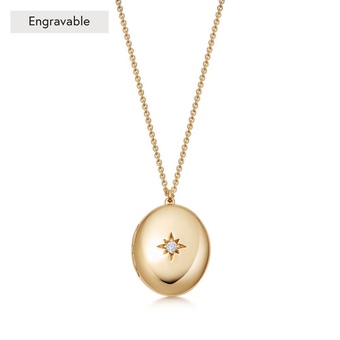 Gold Biography Oval Locket Necklace