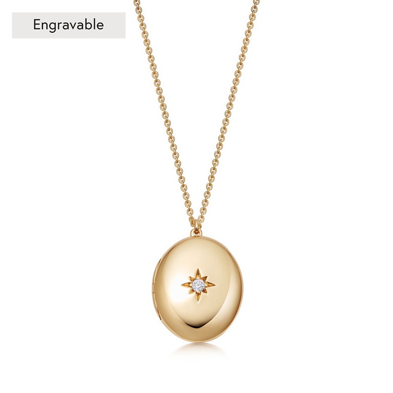 Gold Biography Oval Locket Necklace