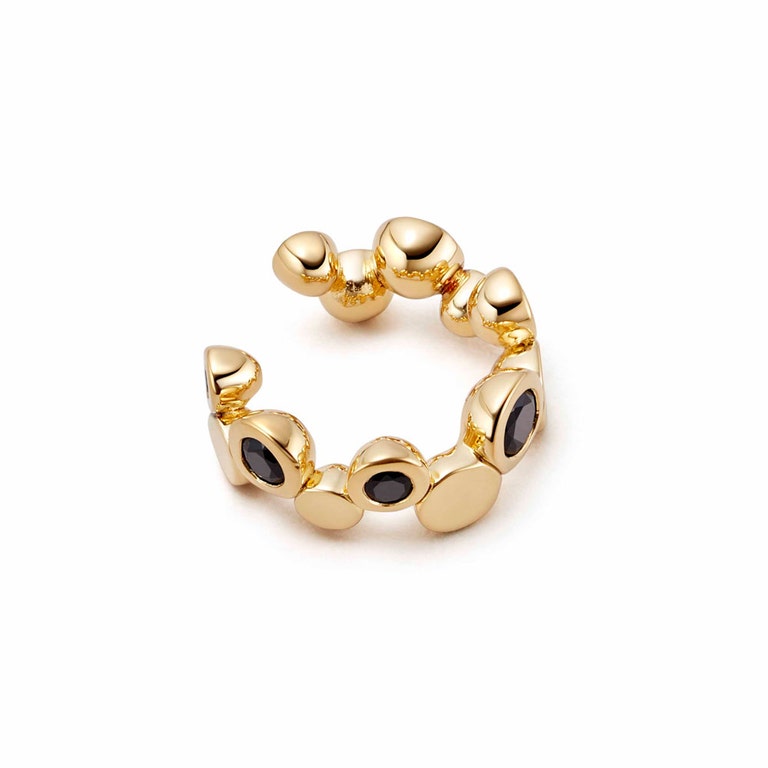 Polaris Black Spinel Ear Cuff in yellow gold vermeil