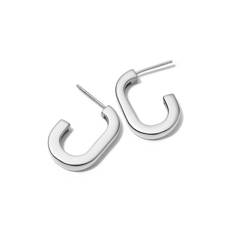 Silver Celestial Chunky Square Hoop Earrings