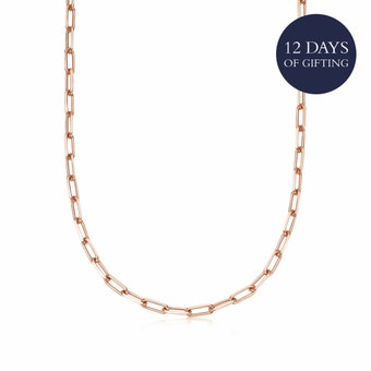 Square Link Necklace in Rose Gold Vermeil