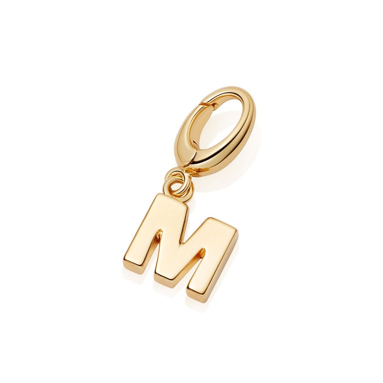 Initial 'M' Biography Charm in Yellow gold vermeil | Astley Clarke