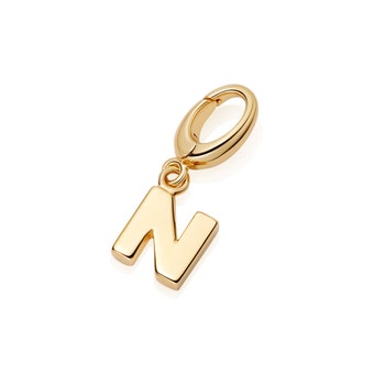 Initial 'N' Biography Charm Yellow Gold Vermeil