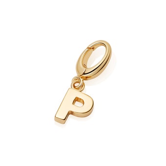 Initial 'P' Biography Charm Yellow Gold Vermeil