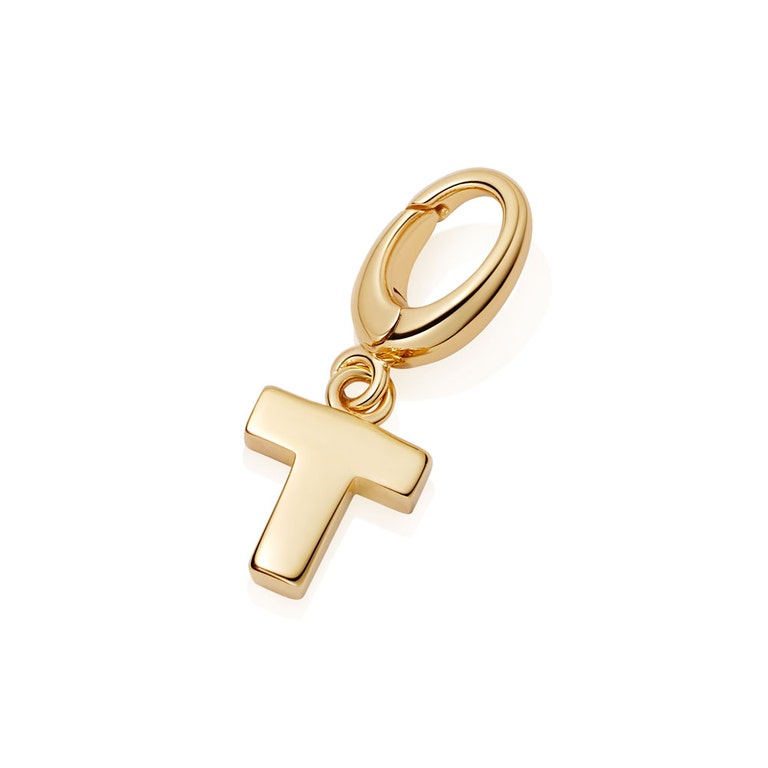 Gold Initial 'T' Biography Charm