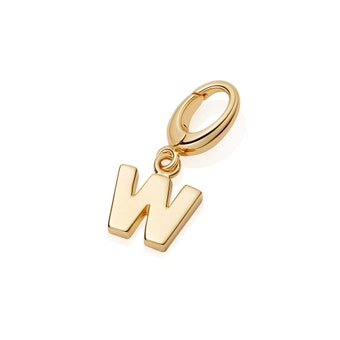 Initial 'W' Biography Charm Yellow Gold Vermeil