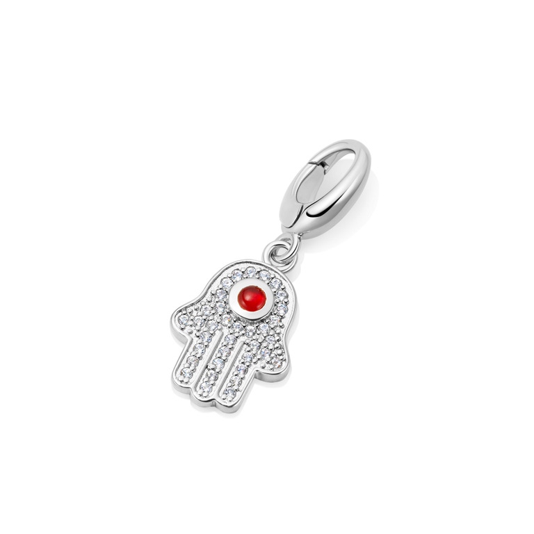 Silver Biography Hamsa Charm