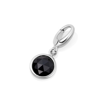 Silver Biography Black Onyx Charm