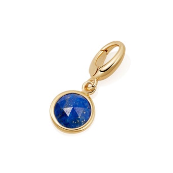 Gold Biography Lapis Charm
