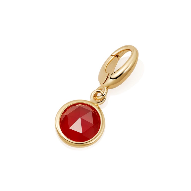 Gold Biography Red Agate Charm