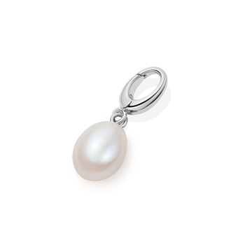 Silver Biography Pearl Charm