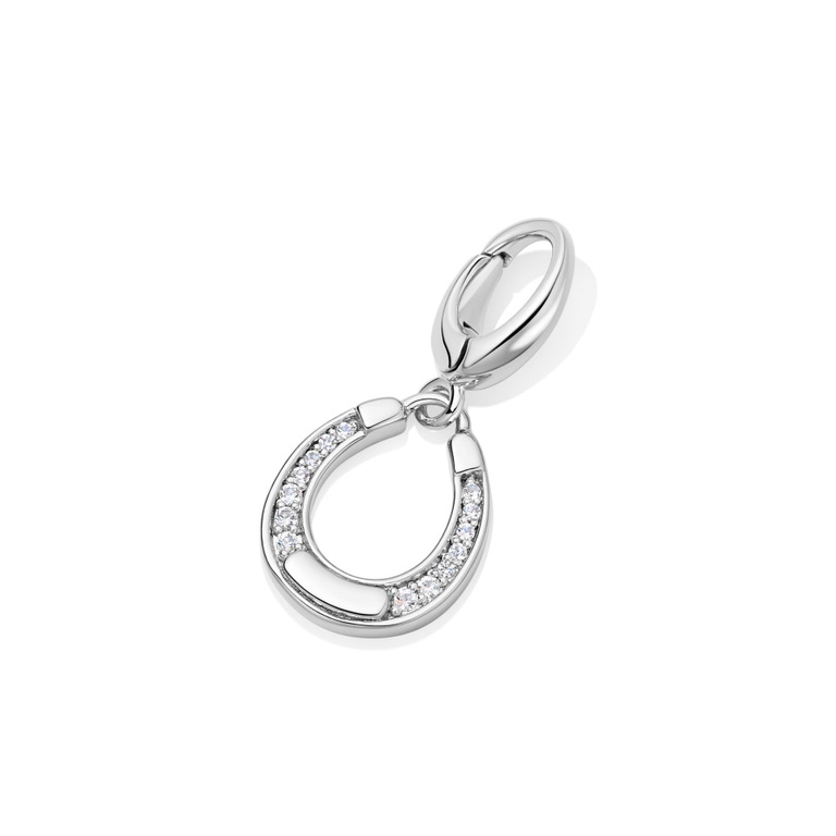Silver Biography Horseshoe Charm