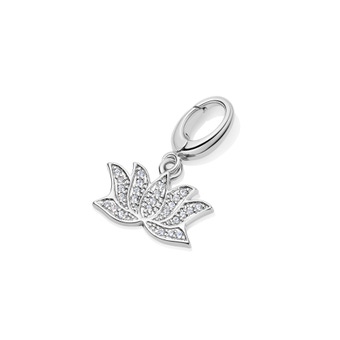 Silver Biography Lotus Charm