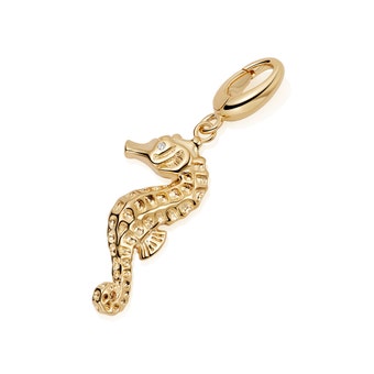 Gold Biography Sea Horse Charm