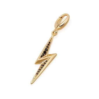 Gold Biography Lightning Bolt Black Spinel Charm