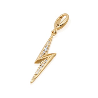 Lightning Bolt White Sapphire Biography Charm in Yellow Gold Vermeil