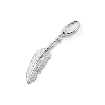 Silver Biography Feather Charm