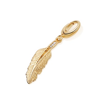 Gold Biography Feather Charm