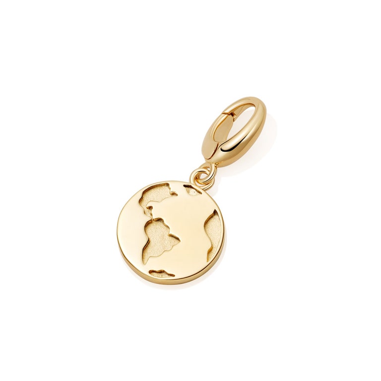 Earth Biography Charm in yellow gold vermeil