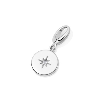Silver Biography Star Set Disc Charm