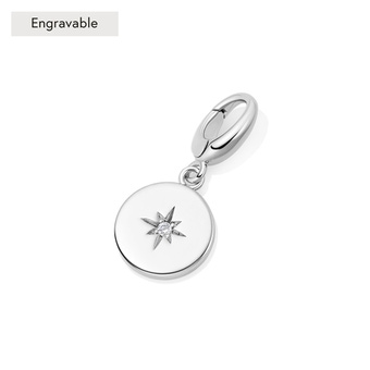 Silver Biography Star Set Disc Charm