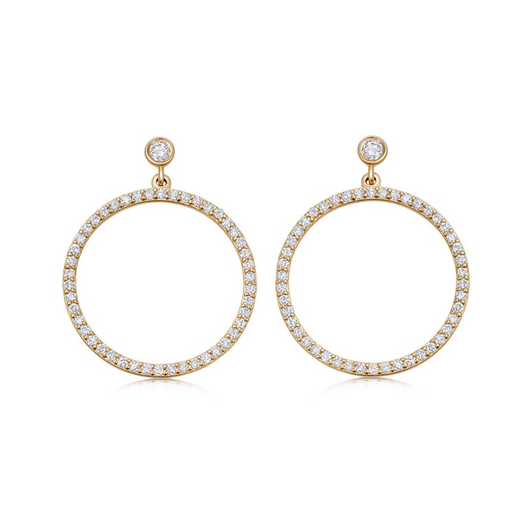 Solid Gold Icon Nova Diamond Pave Drop Earrings